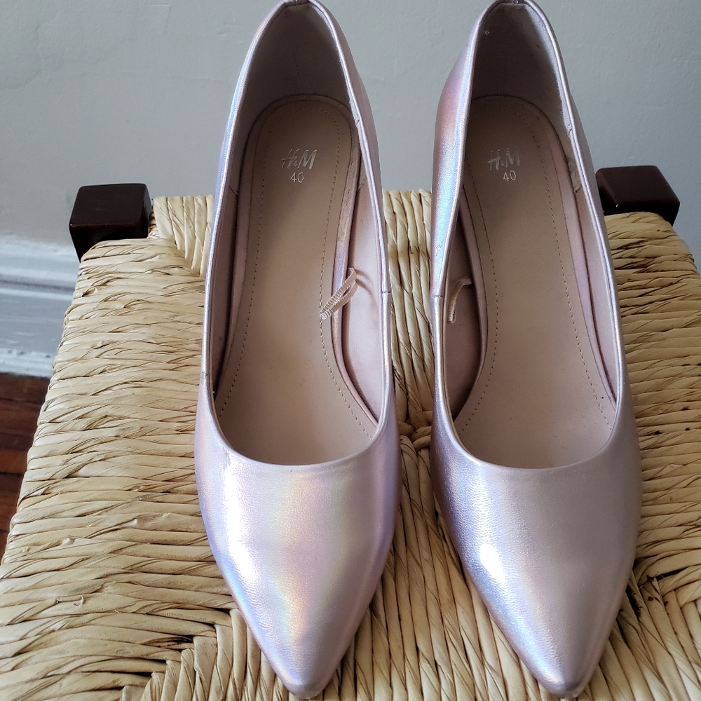 H&M metallic pink 3" heels